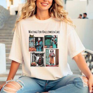 Waiting For Halloween Shirt Woman's Retro Horror Halloween Spooky Season Top